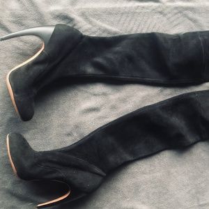 ALAIA Black Suede Knee High Boots